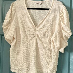 LOFT Women's Ivory Textured Blouse